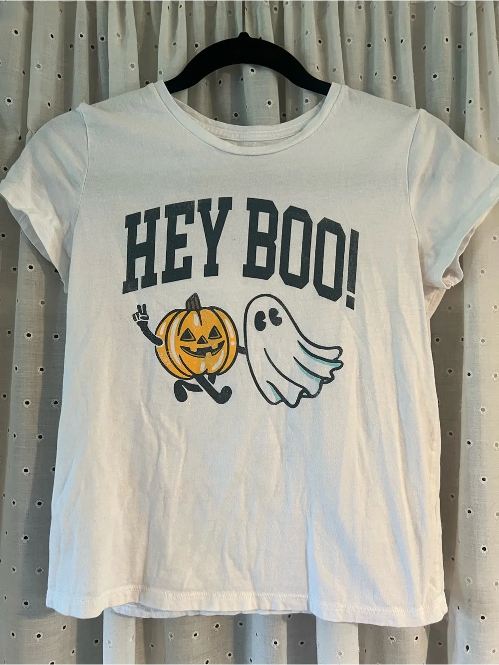 Girls Old Navy Cream Halloween 'Hey Boo!' Tee with Pumpkin & Ghost